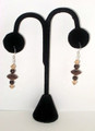 Brown Wood with Saucers & Swarovski Crystal Earrings