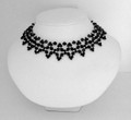 N299 Jet Diamonds Necklace. This necklace is covered in Jet black with small silver beads. It is an elegant piece. I have had a similar necklace like this in crystals: 
N242 Dripping in Diamonds is a similar Necklace in Crystal "AB" Swarovski Crystals. "AB" means extra sparkle. This Necklace can be made in any Swarovski Color or sets of Colors.