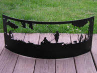 Fishing and Ducks Campfire Fire Pit Ring CNC Plasma Cut from heavy gauge steel