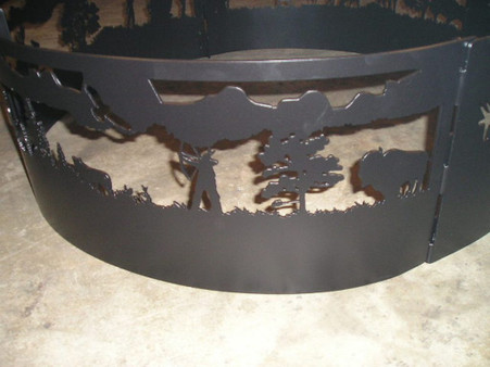 Indian Hunting Campfire Fire Pit Ring CNC Plasma Cut from heavy gauge steel.
