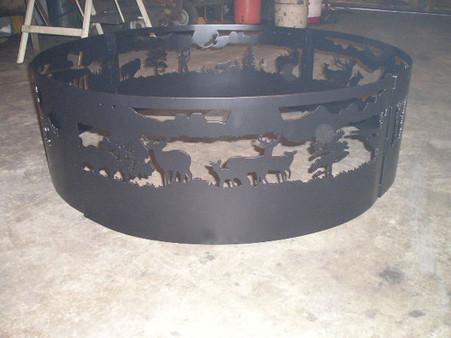 Southwest Deer Hunter Campfire Fire Pit Ring CNC Plasma Cut from heavy gauge steel.