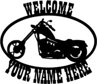 Motorcycle Chopper personalized welcome sign. CNC Plasma Cut from heavy gauge steel.