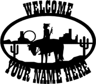 Southwest Indian personalized welcome sign. CNC Plasma Cut from heavy gauge steel.