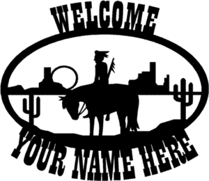 Southwest Indian personalized welcome sign. CNC Plasma Cut from heavy gauge steel.