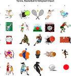 Tennis, Basketball, & Volleyball Clipart