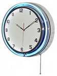 18" Double Neon blue/white wall clock.  We can customize the face to suit your needs. Have a picture of a classic car, favorite pet, person, or scene, we can insert that as the clock face. Makes a great personal gift.