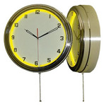 15.5" Single Neon yellow wall clock.  We can customize the face to suit your needs. Have a picture of a classic car, favorite pet, person, or scene, we can insert that as the clock face. Makes a great personal gift.