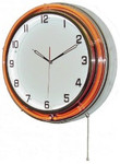 18" Double Neon orange/white wall clock.  We can customize the face to suit your needs. Have a picture of a classic car, favorite pet, person, or scene, we can insert that as the clock face. Makes a great personal gift.