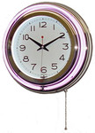 14.5" Double Neon purple/white wall clock.  We can customize the face to suit your needs. Have a picture of a classic car, favorite pet, person, or scene, we can insert that as the clock face. Makes a great personal gift.