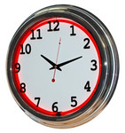 17 "Single Neon red wall clock.  We can customize the face to suit your needs. Have a picture of a classic car, favorite pet, person, or scene, we can insert that as the clock face. Makes a great personal gift.