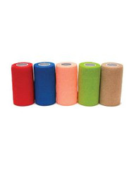 4 Inch by 5 Yards Assorted Colors Non-Latex Cohesive Bandage Wrap, 18 RL/CS