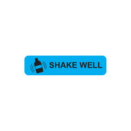 Shake Well Label Blue with Black Print 500/roll