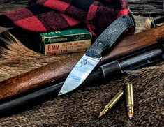 White River Knives - Hunter - Black Burlap Micarta Handles -  CPM S35VN Steel Blade - Leather Sheath - NEW