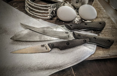 Smith & Sons Knife Company - NEW Kitchen Set - Natural Burlap Micarta Handles - AEBL SS Blades -  NEW