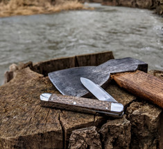 K'ROO CUSTOM BLADES - K'roo Indian River Jack - Coffee Bean Bag Micarta Handles - NEW