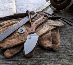 Smith & Sons Knife Company - APEX - Oiled Bocote Wood Handles -5- Darkened/Stonewashed D2 Steel Blade - NEW