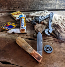 TITUSVILLE CUTLERY -AMERICAN REDSMITH SERIES- Old Man Norman Barlow - Mammoth Bark Ivory Handles -20-1095 High Carbon Steel Blade - Copper Bolster- NEW JSR EXCLUSIVE!! 