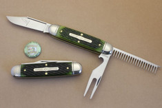 Great Eastern Cutlery - Fairway and Clubhouse Golf Tool Knife - Fairway Green Jig Bone Handles - NEW RELEASE