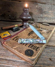 TITUSVILLE CUTLERY - T he Lexingtonian -NICE Coffin Jack Pattern- Genuine Paua Abalone Handles -1-1095 High Carbon Steel Blades -NEW !!