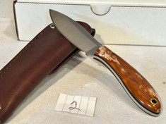 L.T. Wright Handcrafted Knives - Small Northern Hunter - Dyed Brown Bone w/Black Liner Handles -2- High Saber Grind - AEB-L Stainless Steel Blade- NEW!!