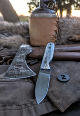 LT Wright Handcrafted Knives - Bush Baby - Dyed Blue Bone w/blue Liners Handles-2  - Flat Grind - A2 Tool Steel -NEW