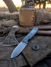 LT Wright Handcrafted Knives - Bush Baby - Dyed Blue Bone w/blue Liners Handles-3  - Flat Grind - A2 Tool Steel -NEW