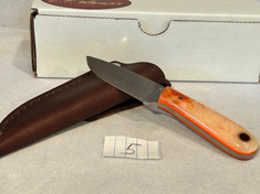 LT Wright Handcrafted Knives - Frontier First - NICE Red Dyed Bone w/Orange Liners -5- Flat Grind - CPM 3V Steel Blade - NEW