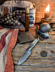 LT Wright Handcrafted Knives - Patriot - Dyed Black Bone with/Black Liners Handles- 1 - Flat Grind - 01 Tool Steel - NEW