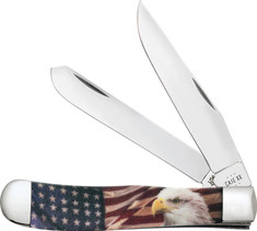 Case Cutlery  - Trapper - Patriotic Color Infused Synthetic Handles -with/Eagle and Flag Embellished Handle Artwork - New