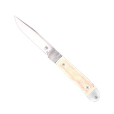 Cobratec Knives - Trapper Hidden Release  Auto - White Bone Handles - D2 Steel Blade  -NEW