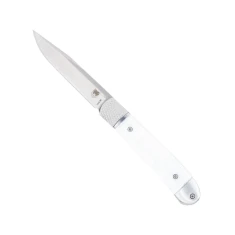 Cobratec Knives - Trapper Hidden Release  Auto - White Abalone Handles - 154CM Steel Blade  -NEW