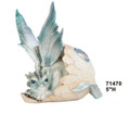 GSC71470 - 5" Bluish White Dragon with Crystal in Egg Shell