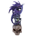 PT11167 - 9.625" Purple Dragon on Skull