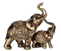 GSC88187 - 6" wide Thai Elephant w/Cub Gold