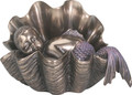 Y8749 - 2.75" Bronze-finish Merbaby Sleeping in Clam Shell