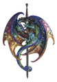 GSC71789 - 18.50" Purple and Green Dragon Wall Plaque with Sword