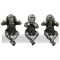 PT12384 - 4.5" See, Hear, Speak No Evil Knights Shelf Sitters 3-pc Set