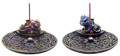GSC71942 - 4.25" Purple and Blue Dragon Incense Burner 2 pieces Set