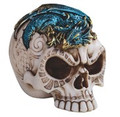 GSC44119 - 4" wide Skull with Blue Dragon