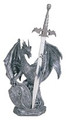 GSC71337 - 10" Silver-finished Warrior Dragon with Dragon Sword