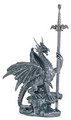 GSC71345 - 13" Silver-finish Dragon in Armor with Dragon Sword