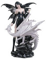 GSC91461 - 10" Dark Fairy Riding White Dragon
