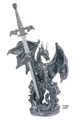GSC71338 - 10" Silver-finished Warrior Dragon with Dragon Sword