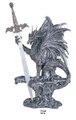 GSC71340 - 12" Silver-finished Warrior Dragon with Dragon Sword