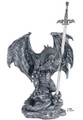 GSC71348 - 16" Silver-finish Dragon Holding Orb with Dragon Sword