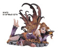 GSC91472 - 6" Brown Fairy Reclining on Leaves with Butterfly