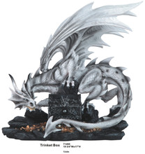 GSC71495 - White Dragon Guarding Trinket "Treasure" Box; 19.75" wide by 17" high