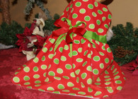 Red and Green Polka Dot Dog Christmas Dress