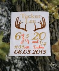 Deer Antler Birth Announcement Blanket