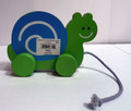 BNWT ToySmith Wooden Green and Blue Snail Pull Toy